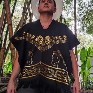Poncho estampado brillante